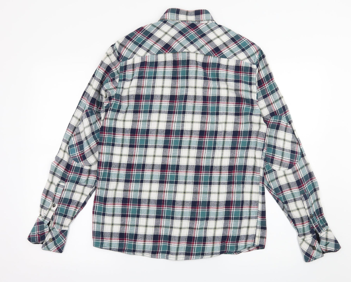 Easy Mens Blue Plaid   Button-Up Size M