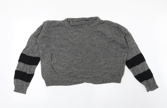 Brave Soul Womens Grey Striped  Pullover Jumper Size M