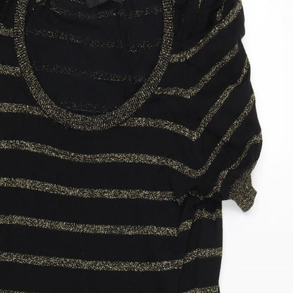 George Womens Black Striped  Pullover Jumper Size 12