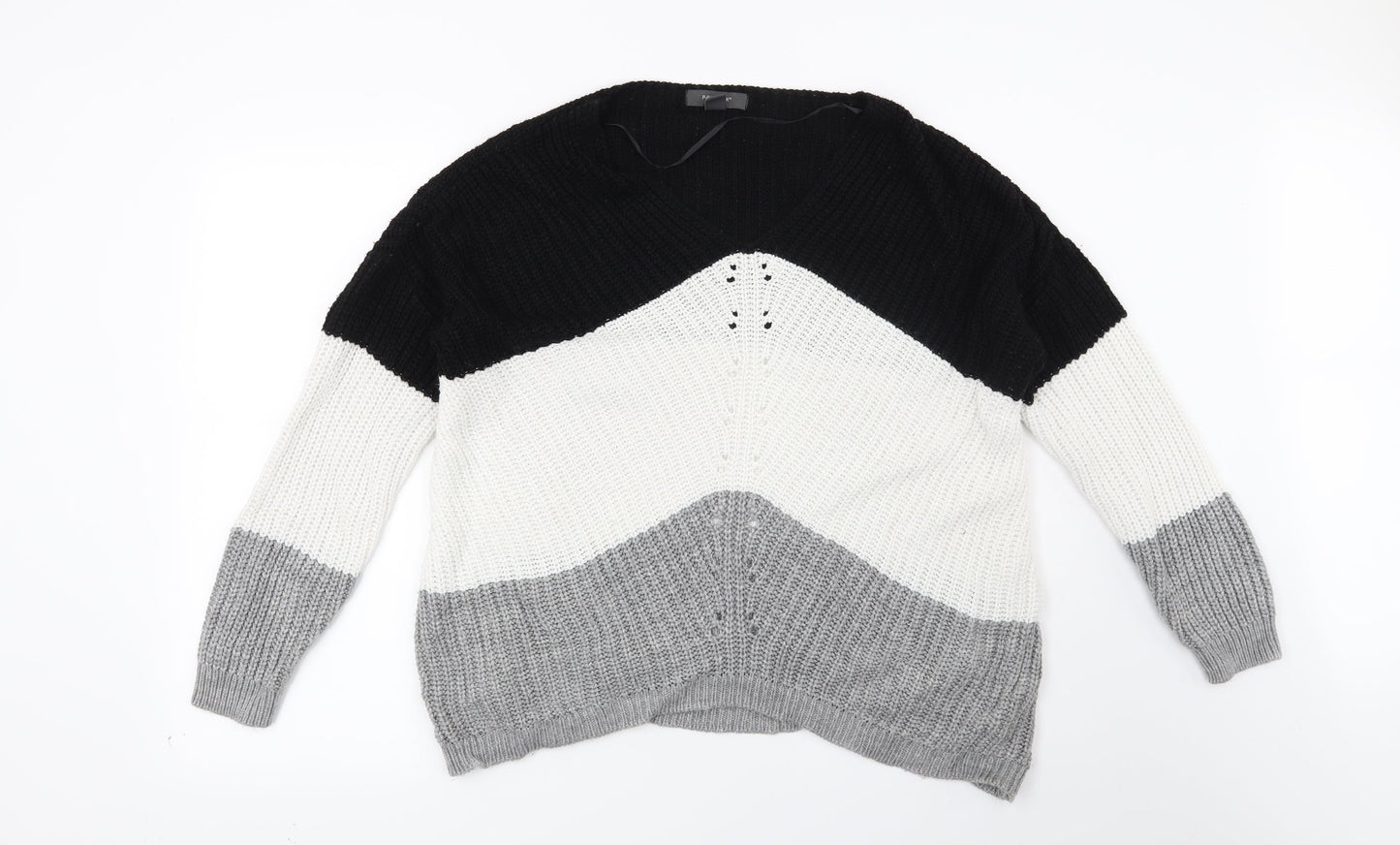 Primark Womens Black Striped  Pullover Jumper Size 6