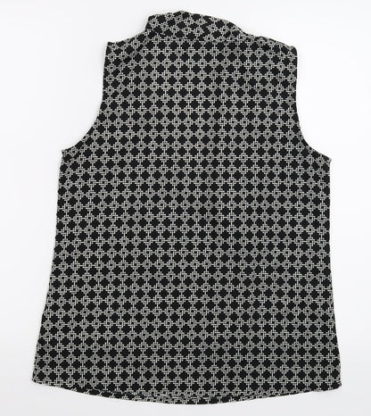 Boohoo Womens Black Geometric  Basic T-Shirt Size 10