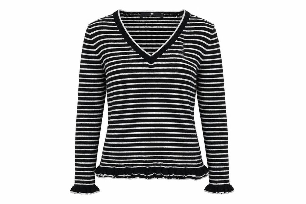 Very Womens Black Striped Knit Pullover Jumper Size 10