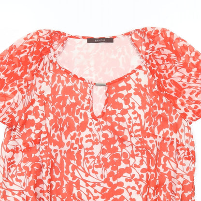 Preloved Savior Womens Red Floral  Basic Blouse Size 12 - Detail