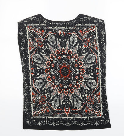 Select Womens Black Paisley  Basic Blouse Size 6