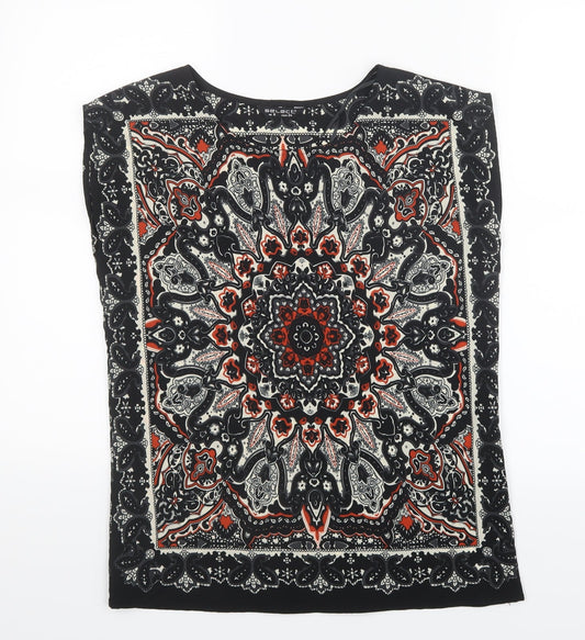 Select Womens Black Paisley  Basic Blouse Size 6