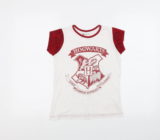Character Boys White   Basic T-Shirt Size 9-10 Years  - hogwarts