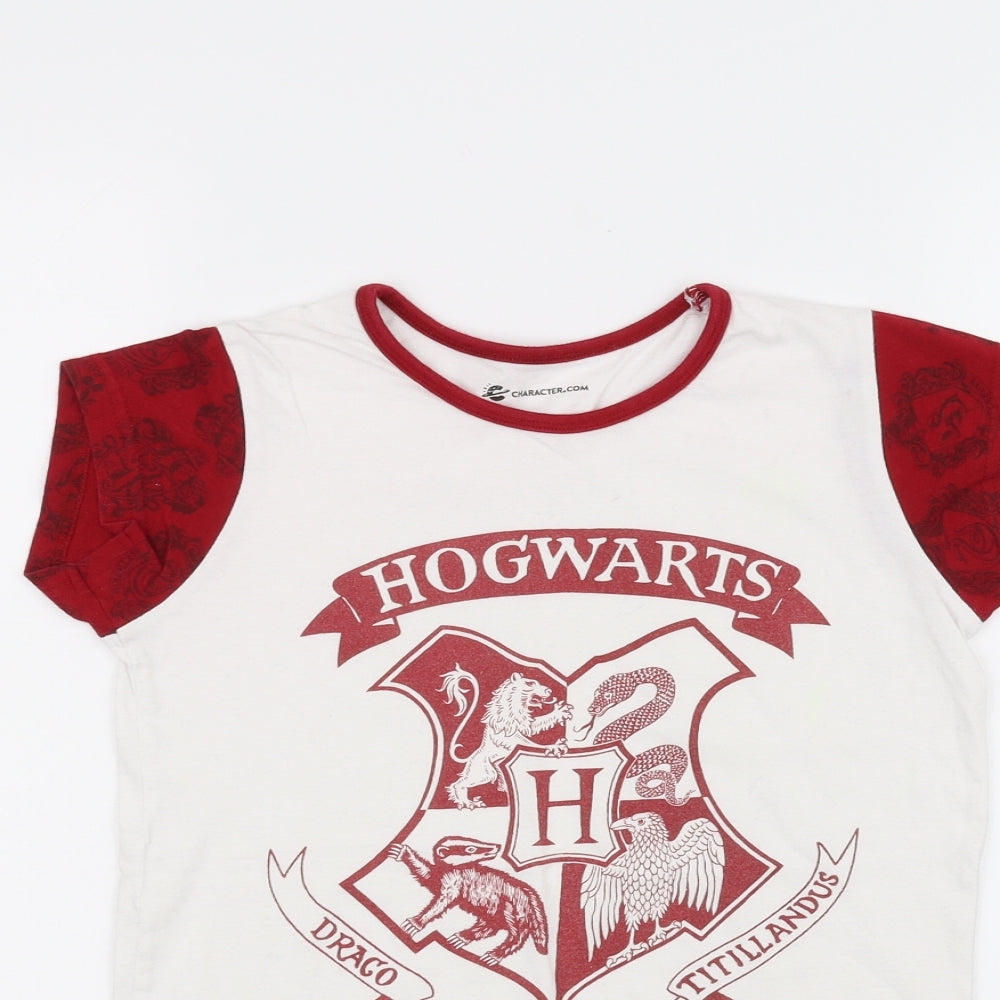 Character Boys White   Basic T-Shirt Size 9-10 Years  - hogwarts