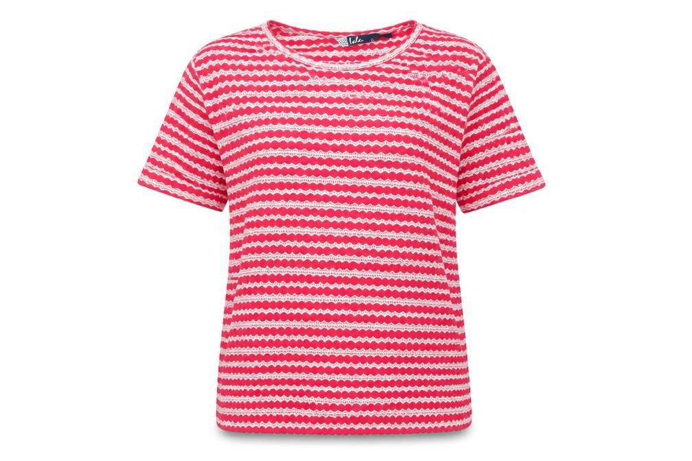 isle Womens Pink Striped  Basic T-Shirt Size M