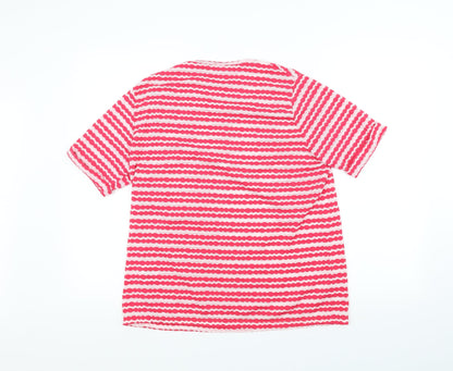 isle Womens Pink Striped  Basic T-Shirt Size M