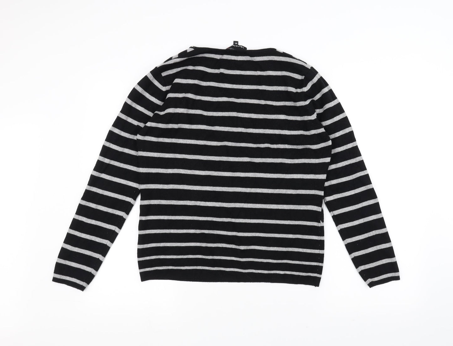 LAURA PETITES Womens Black Striped  Pullover Jumper Size L