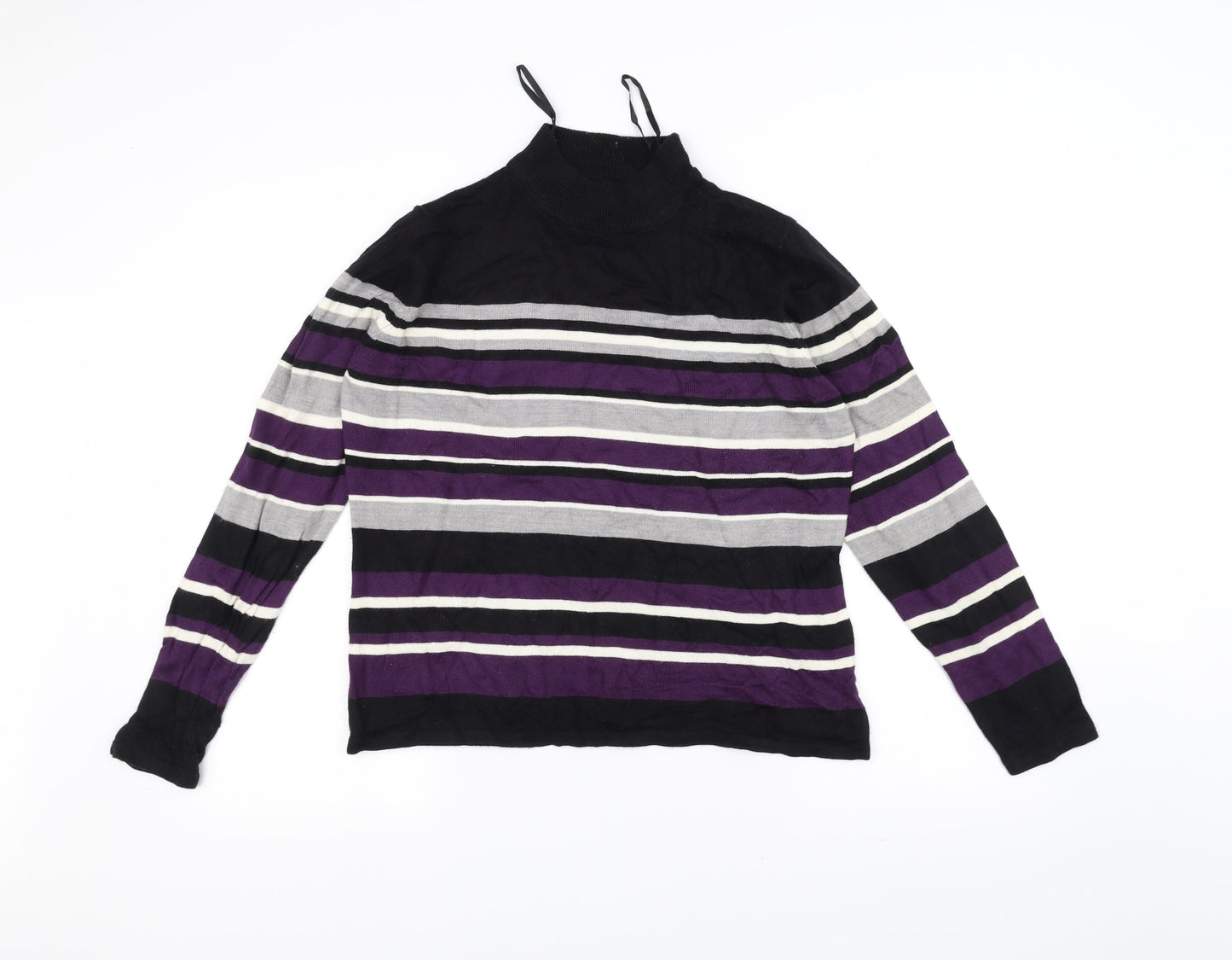 BM Womens Black Striped  Pullover Jumper Size S
