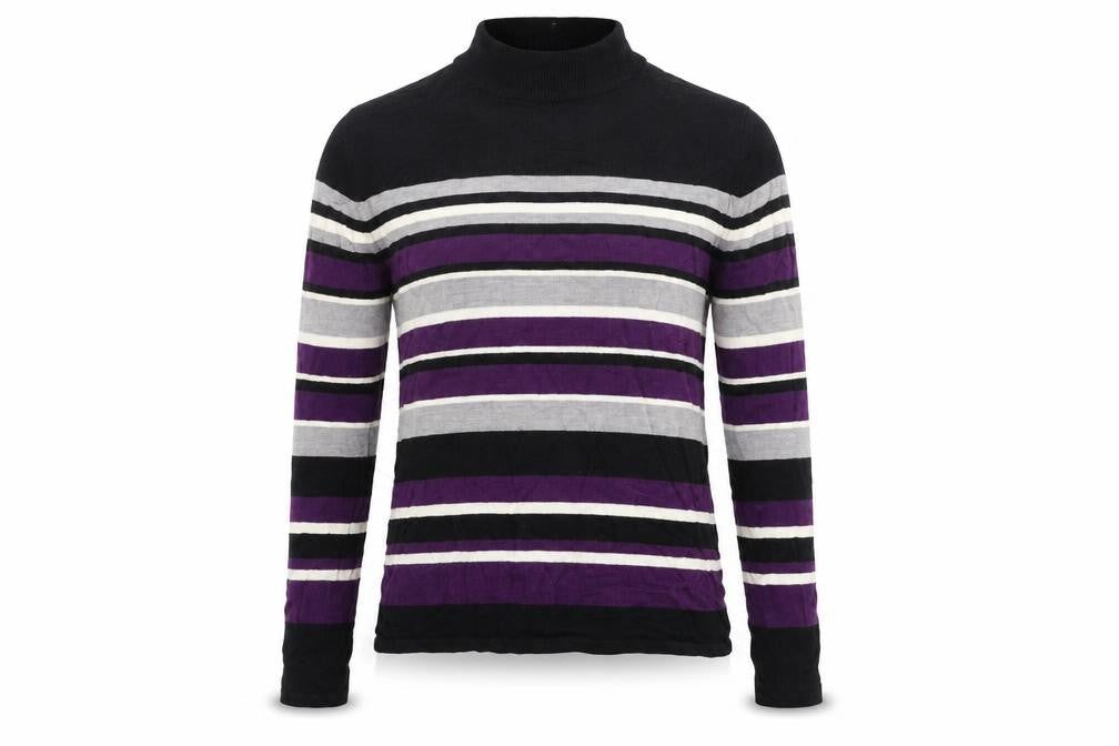 Bonmarché Womens Black Striped Pullover Jumper Size S