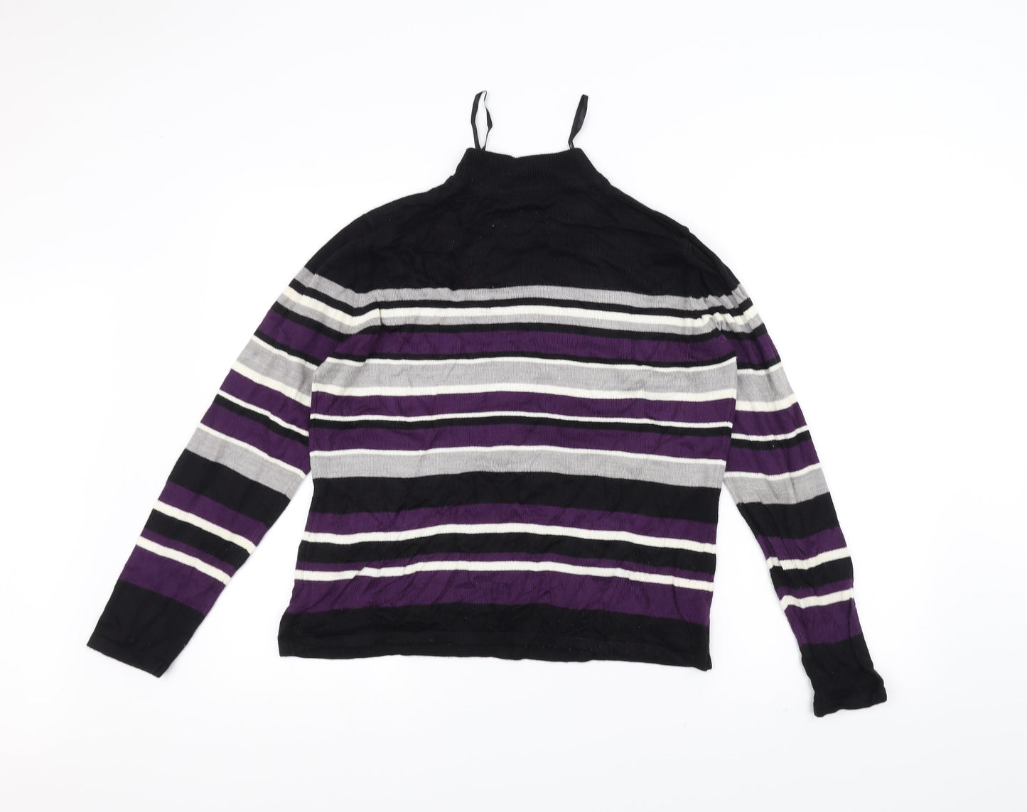BM Womens Black Striped  Pullover Jumper Size S
