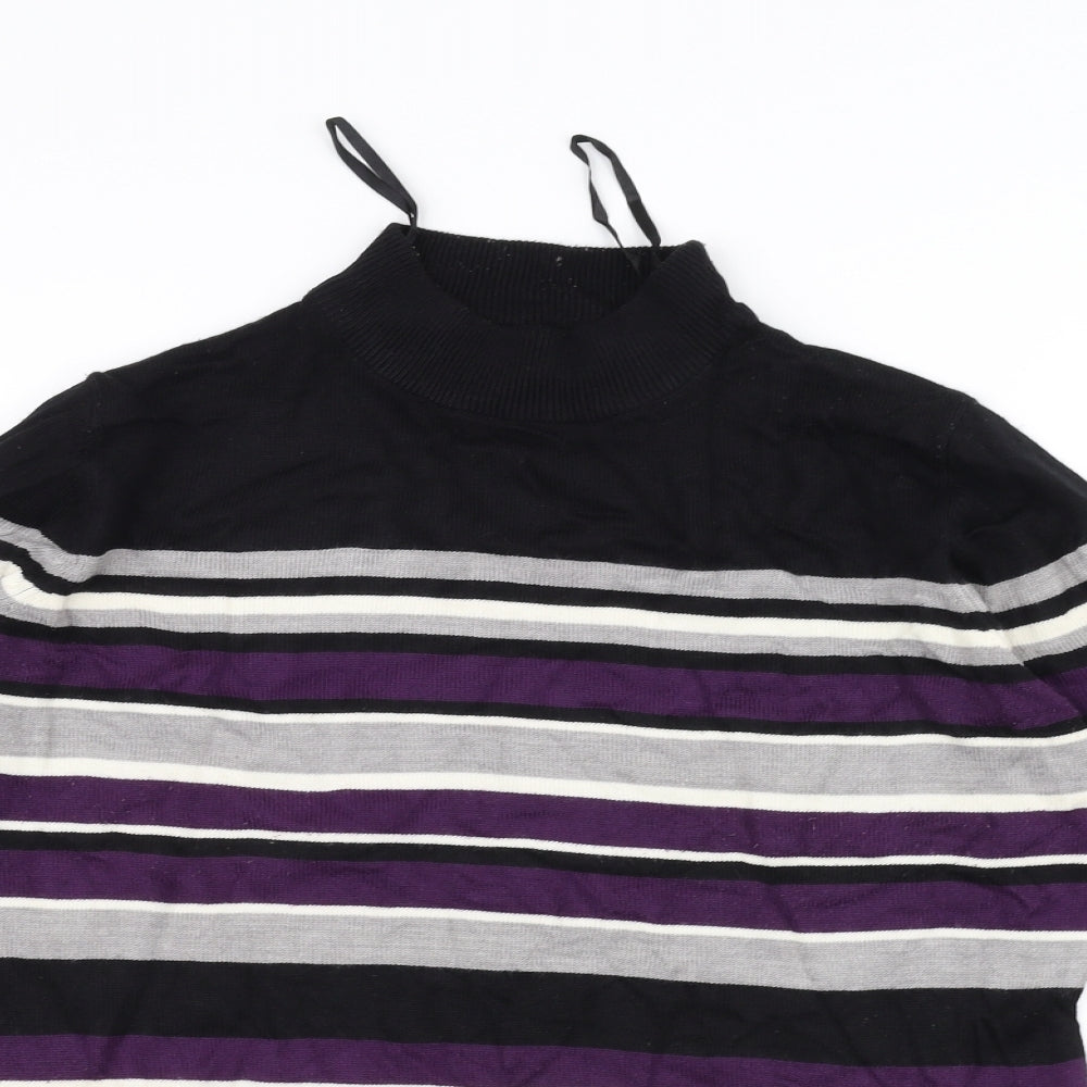 BM Womens Black Striped  Pullover Jumper Size S