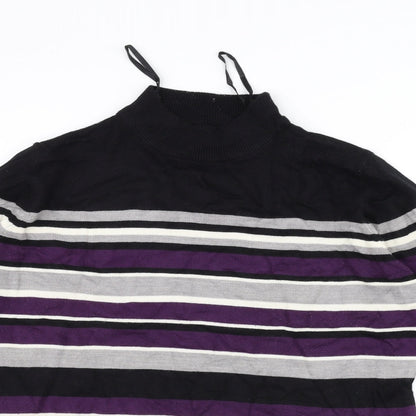 Bonmarché Womens Black Striped Pullover Jumper Size S
