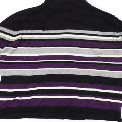 Bonmarché Womens Black Striped Pullover Jumper Size S