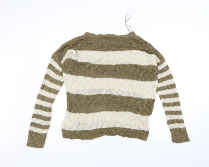 F&F Womens Brown Striped Knit Pullover Jumper Size 12