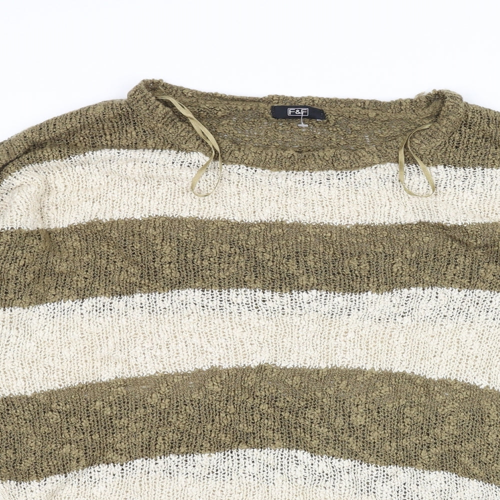 F&F Womens Brown Striped Knit Pullover Jumper Size 12
