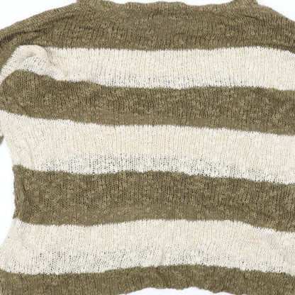 F&F Womens Brown Striped Knit Pullover Jumper Size 12
