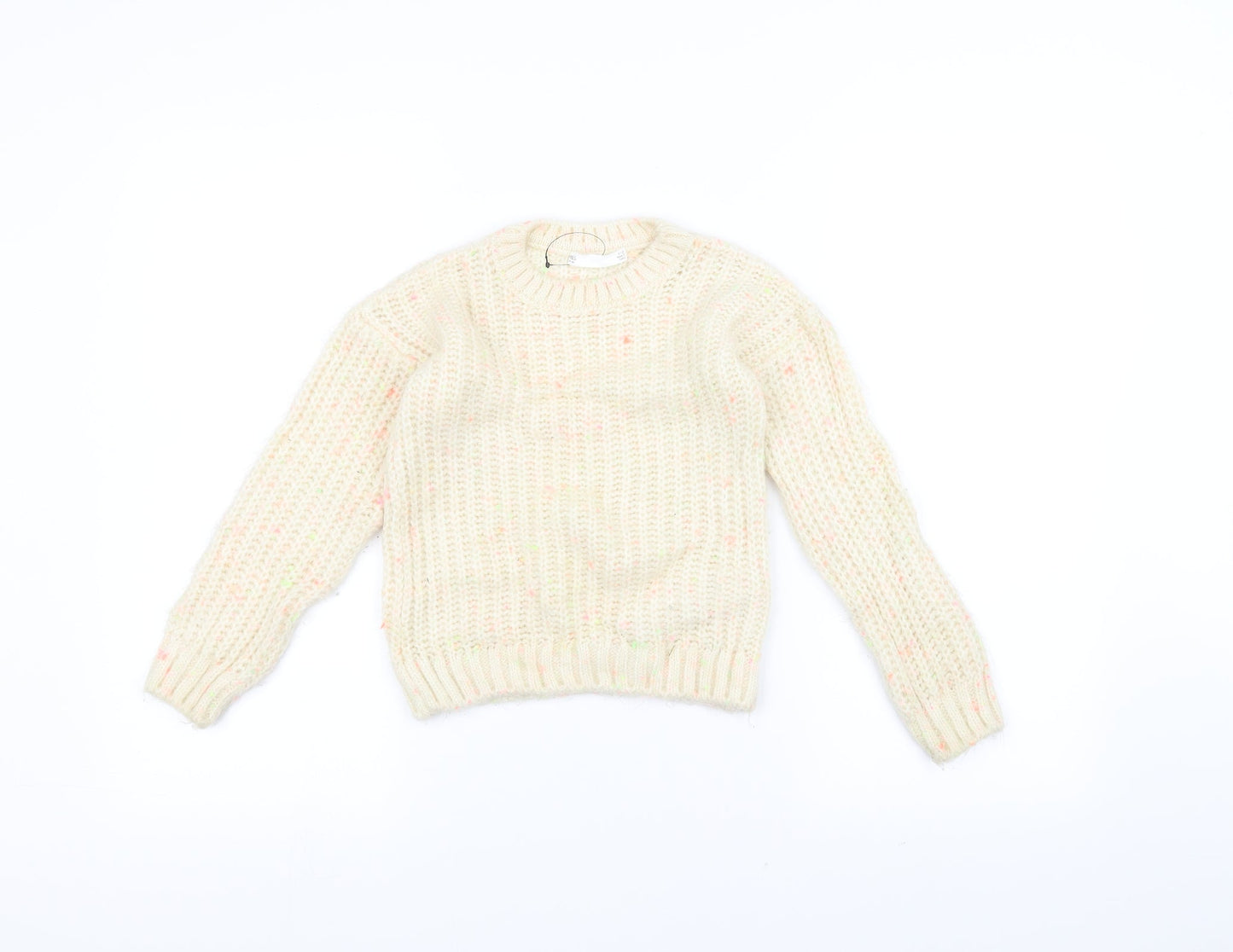 Marks and Spencer Girls White  Knit Pullover Jumper Size 6-7 Years