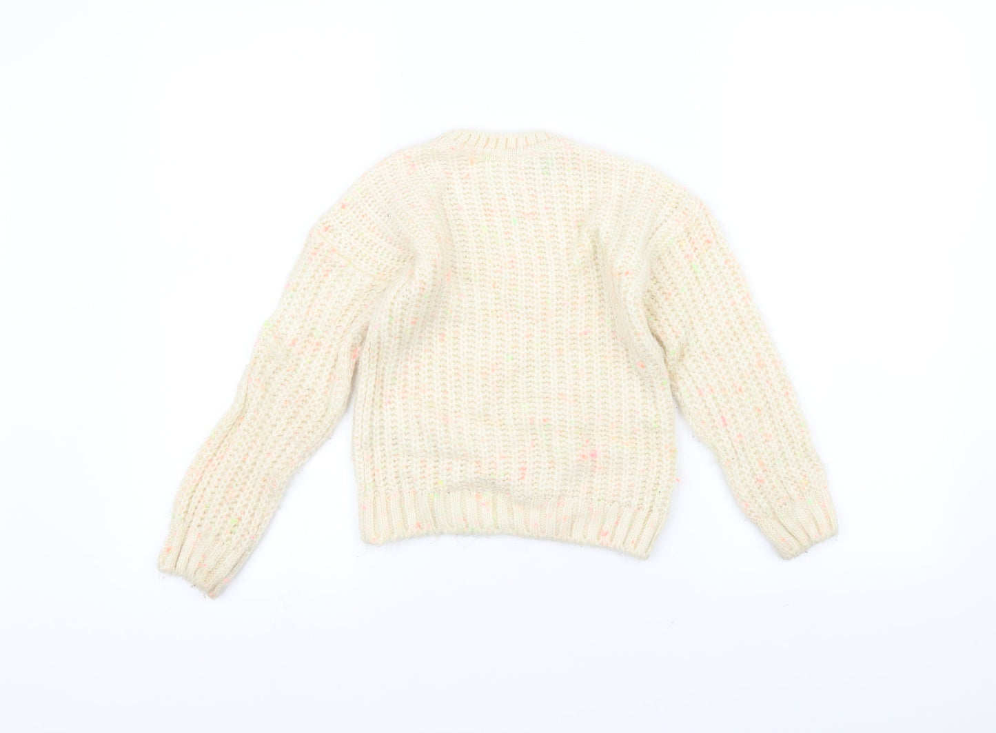 Marks and Spencer Girls White  Knit Pullover Jumper Size 6-7 Years