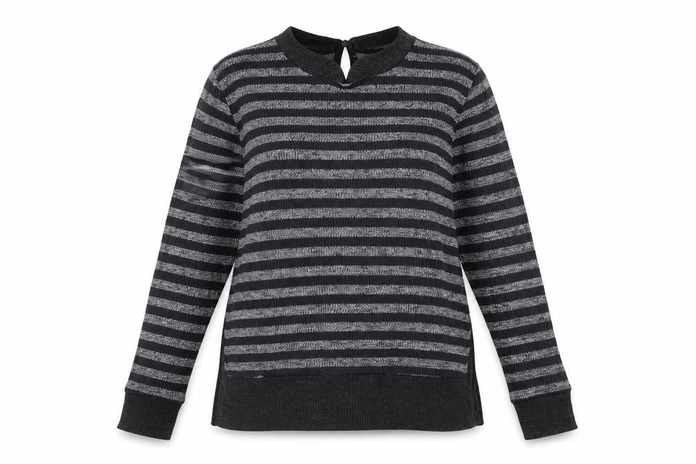 COIN 1804 Womens Black Striped  Pullover Jumper Size S