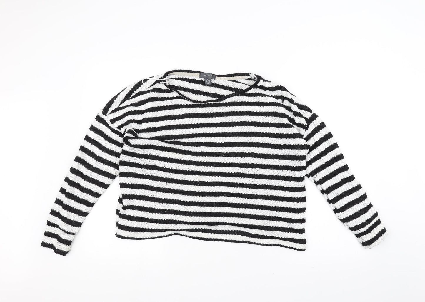 Primark Womens White Striped Knit Pullover Jumper Size M