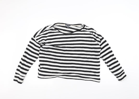 Primark Womens White Striped Knit Pullover Jumper Size M