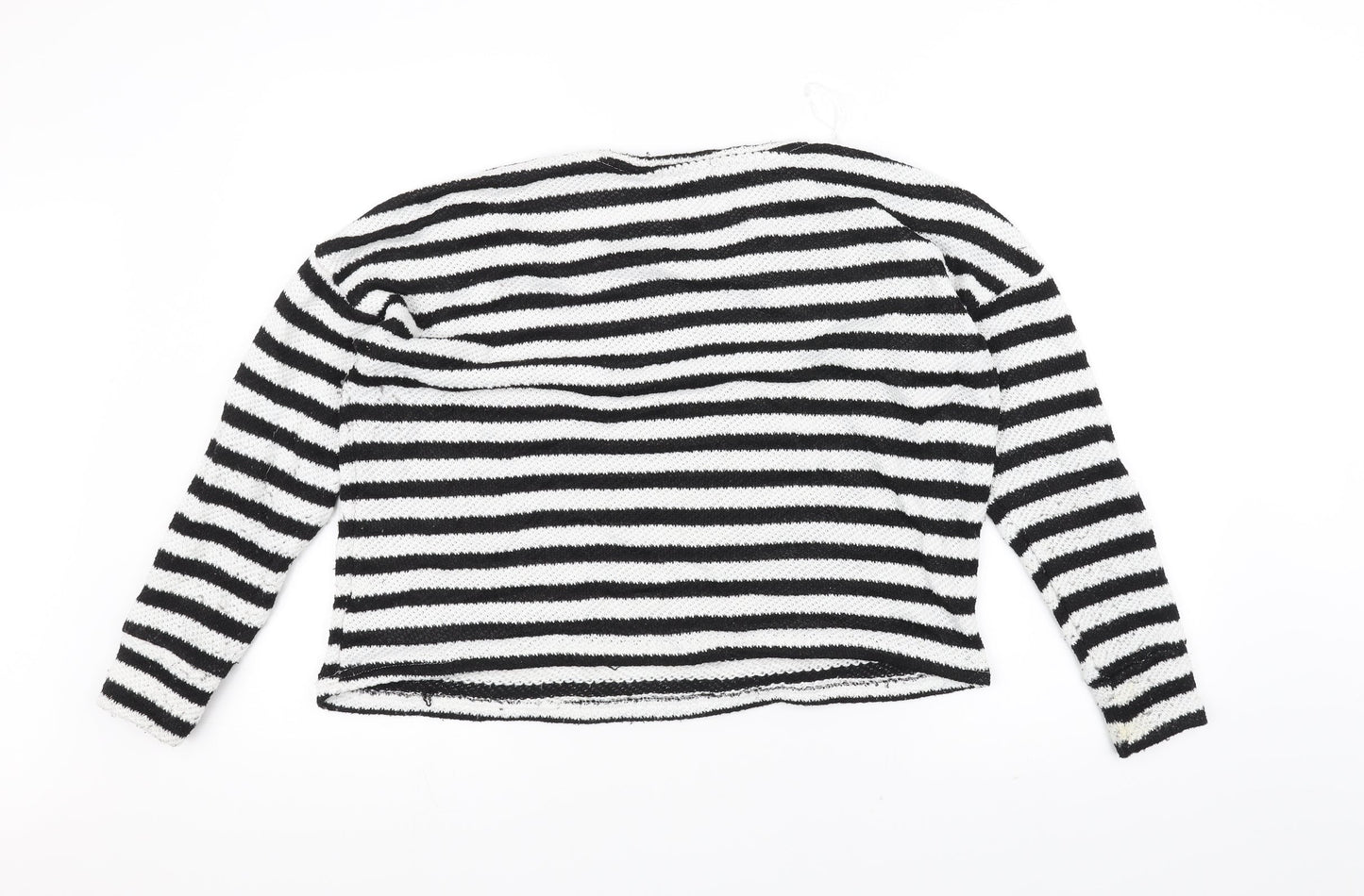 Primark Womens White Striped Knit Pullover Jumper Size M