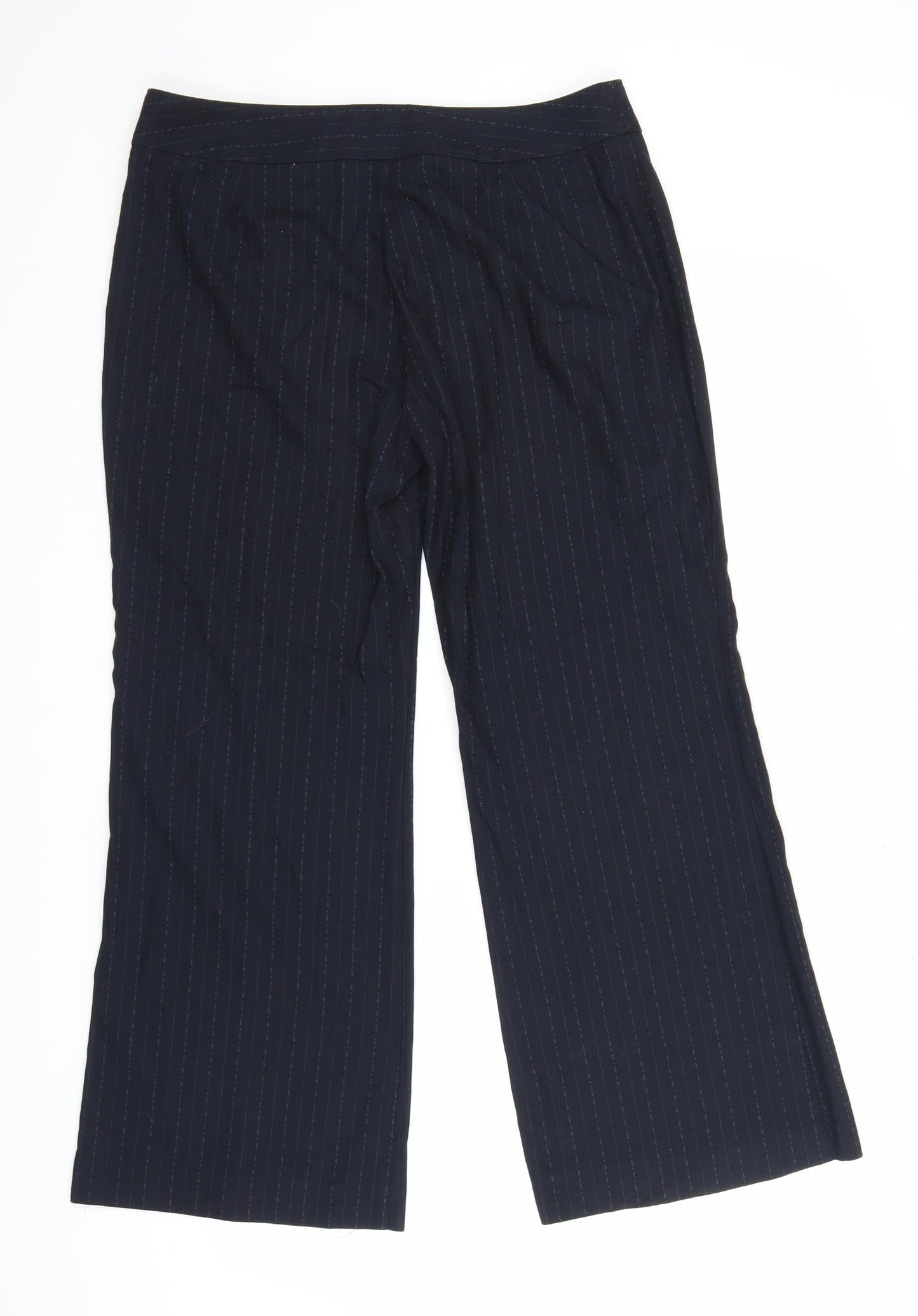 NEXT Womens Blue Striped  Trousers  Size 14 L24.5 in