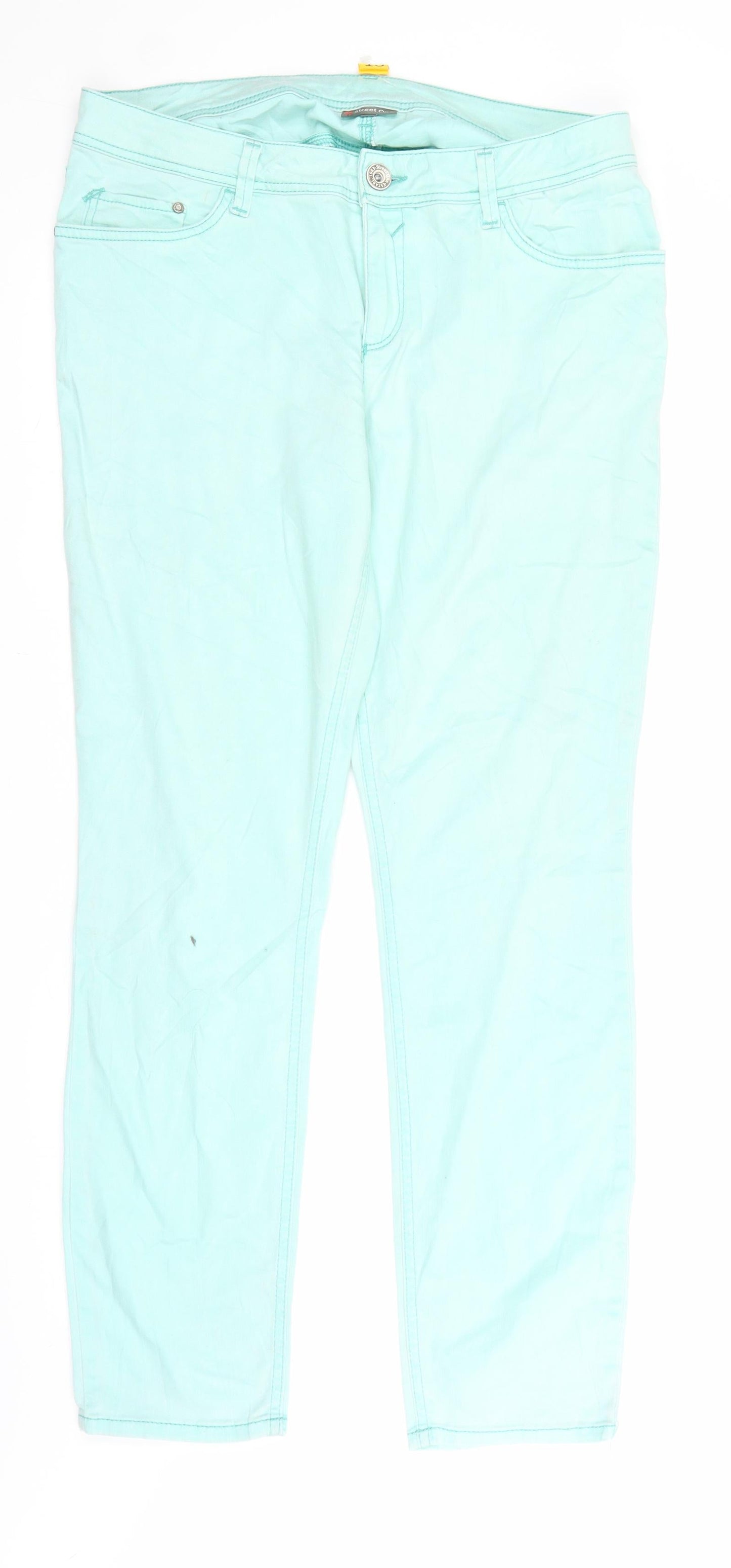 Street One Womens Green  Denim Straight Jeans Size 34 in L29 in