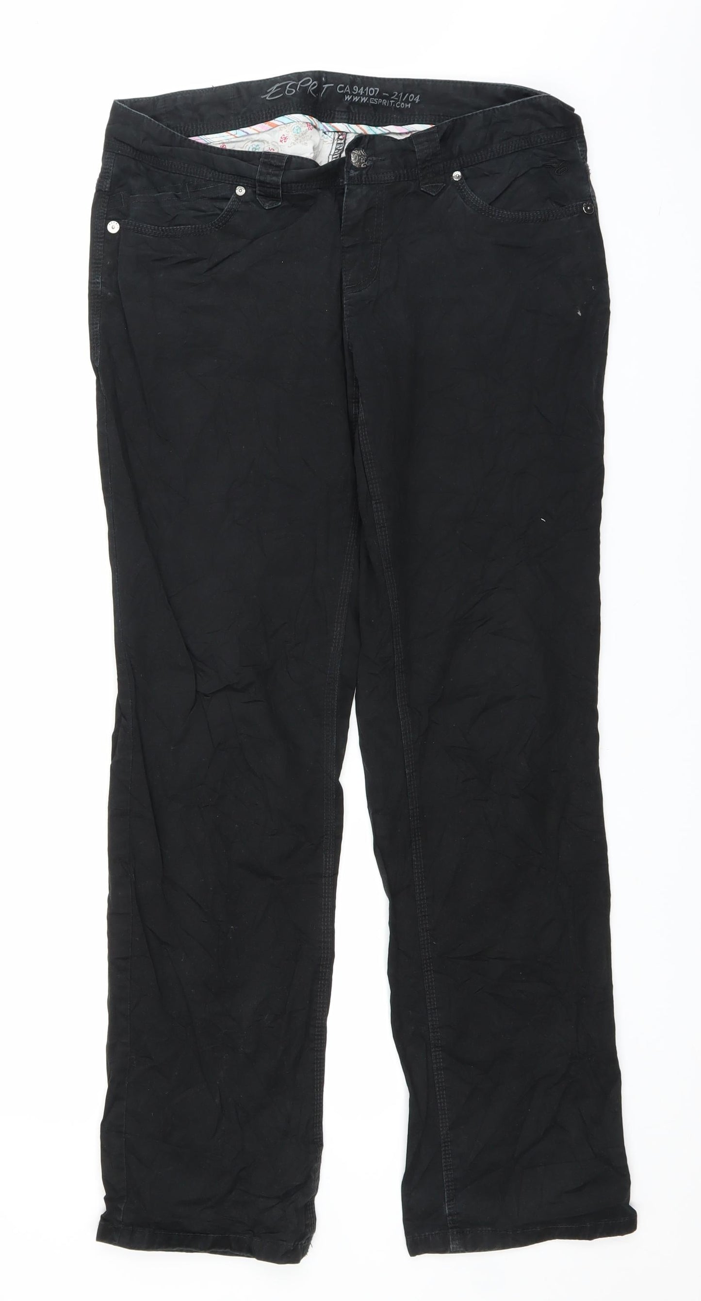 Esprit Womens Black  Denim Straight Jeans Size 34 in L29 in