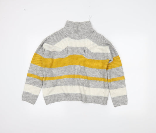 Papaya Womens Grey Striped  Pullover Jumper Size M
