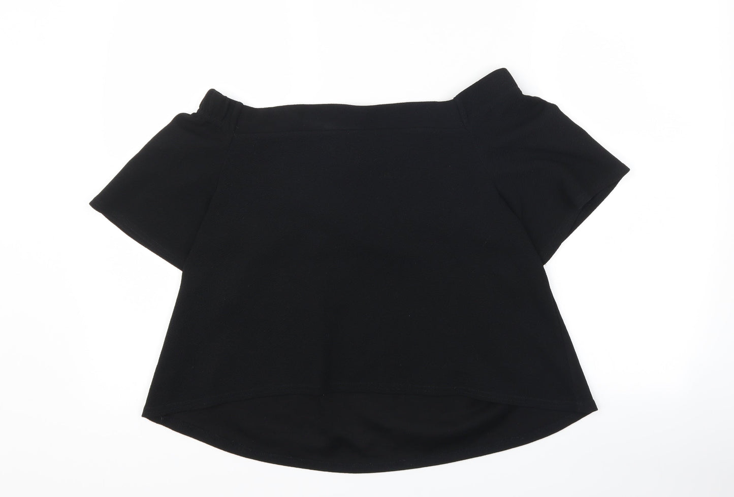 PRETTYLITTLETHING Womens Black   Cropped T-Shirt Size 12