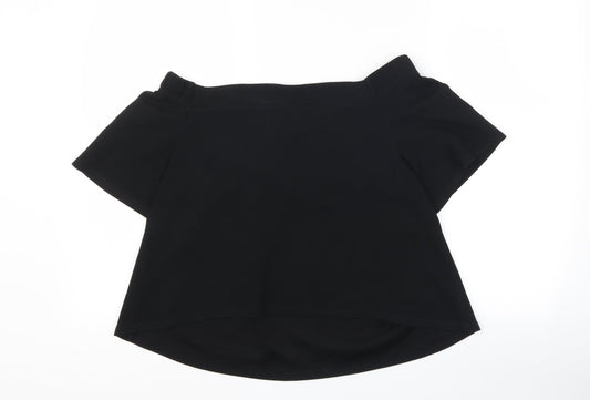PRETTYLITTLETHING Womens Black   Cropped T-Shirt Size 12