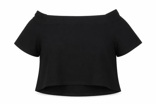 PRETTYLITTLETHING Womens Black   Cropped T-Shirt Size 12