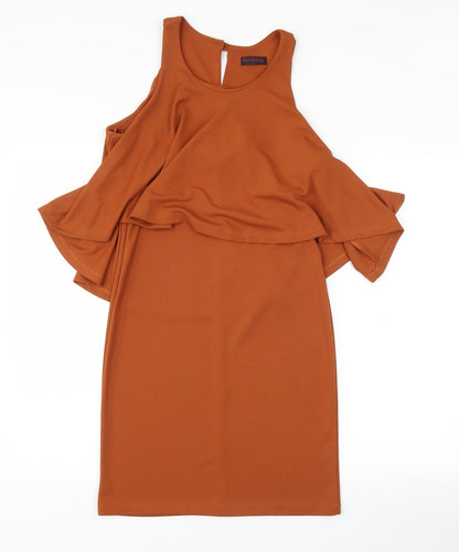 Additional front view of Miss Selfridge women’s brown bodycon, size UK 8
