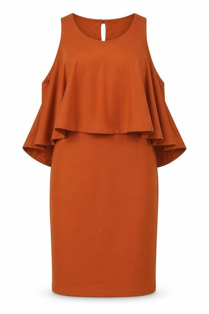 Front view of Miss Selfridge women’s brown bodycon, size UK 8