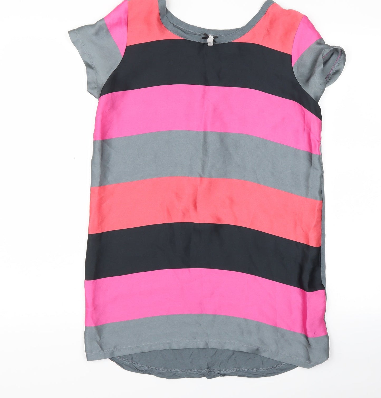NEXT Womens Grey Striped  Basic T-Shirt Size 10