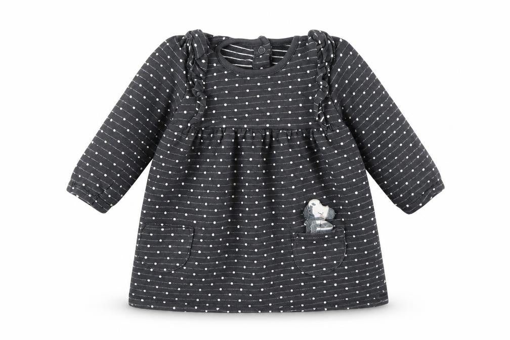George Girls Grey Polka Dot  T-Shirt Dress  Size 6-9 Months  - zebra