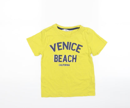 Preloved H&M Boys Yellow   Basic T-Shirt Size 3-4 Years  - Venice beach - Front