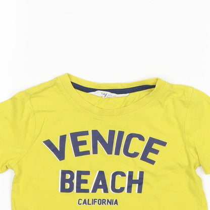 Preloved H&M Boys Yellow   Basic T-Shirt Size 3-4 Years  - Venice beach - Detail