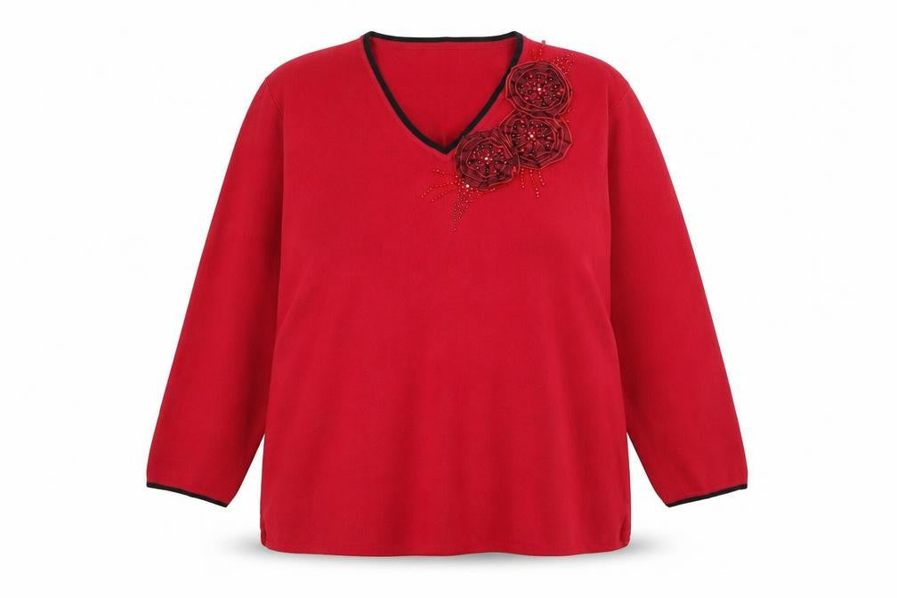 Heather Valley Womens Red Floral  Pullover Jumper Size 18