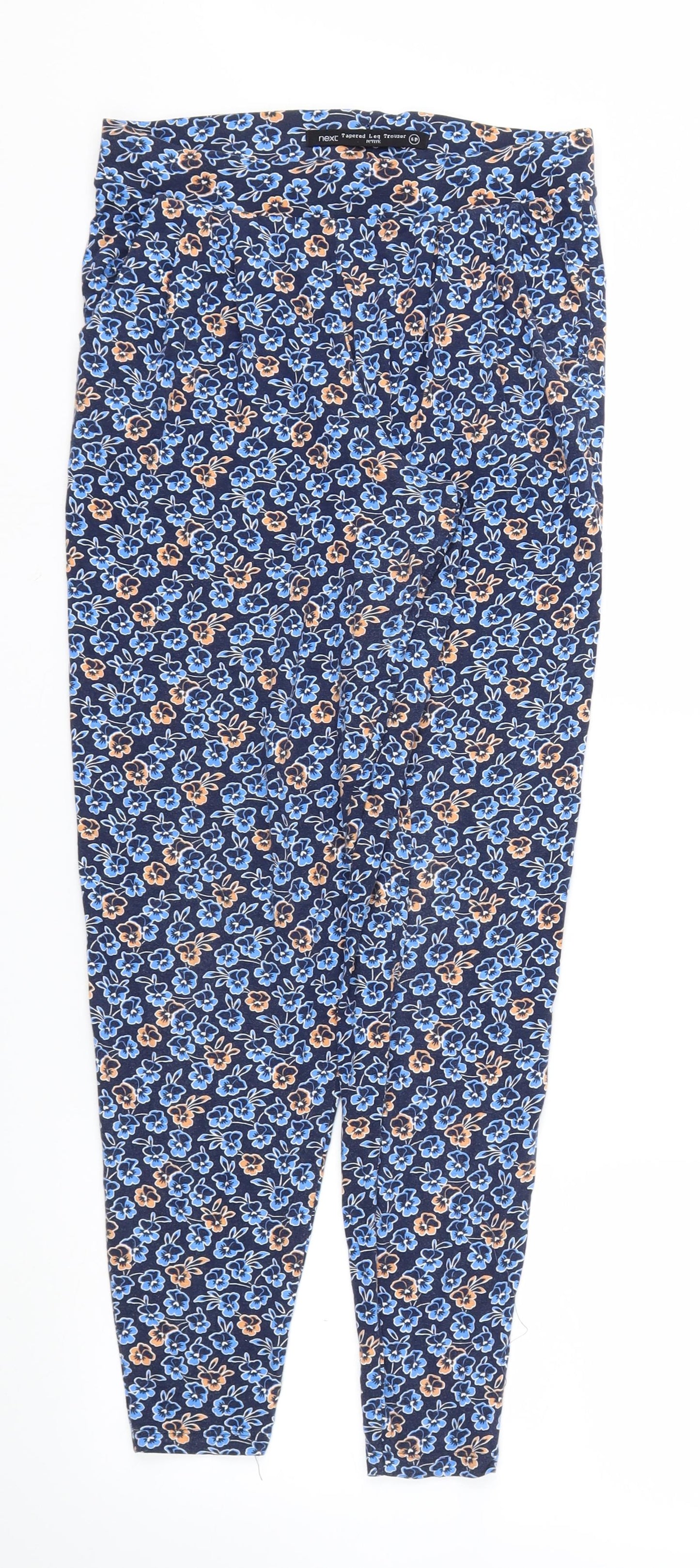 next  Womens Blue Floral  Jogger Trousers Size 6 L25 in - Stretch waistband