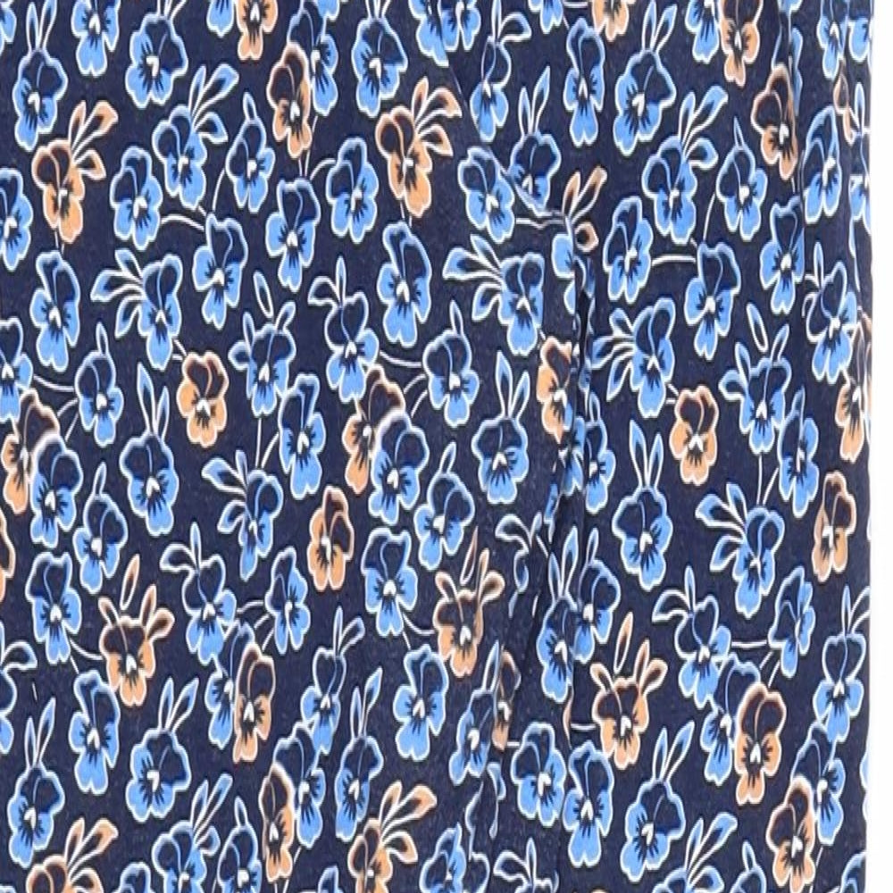 next  Womens Blue Floral  Jogger Trousers Size 6 L25 in - Stretch waistband