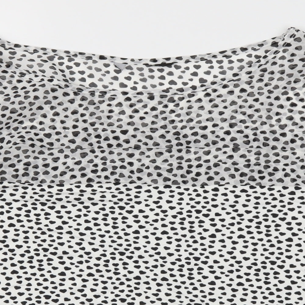 Preworn Womens White Polka Dot  Basic T-Shirt Size 14