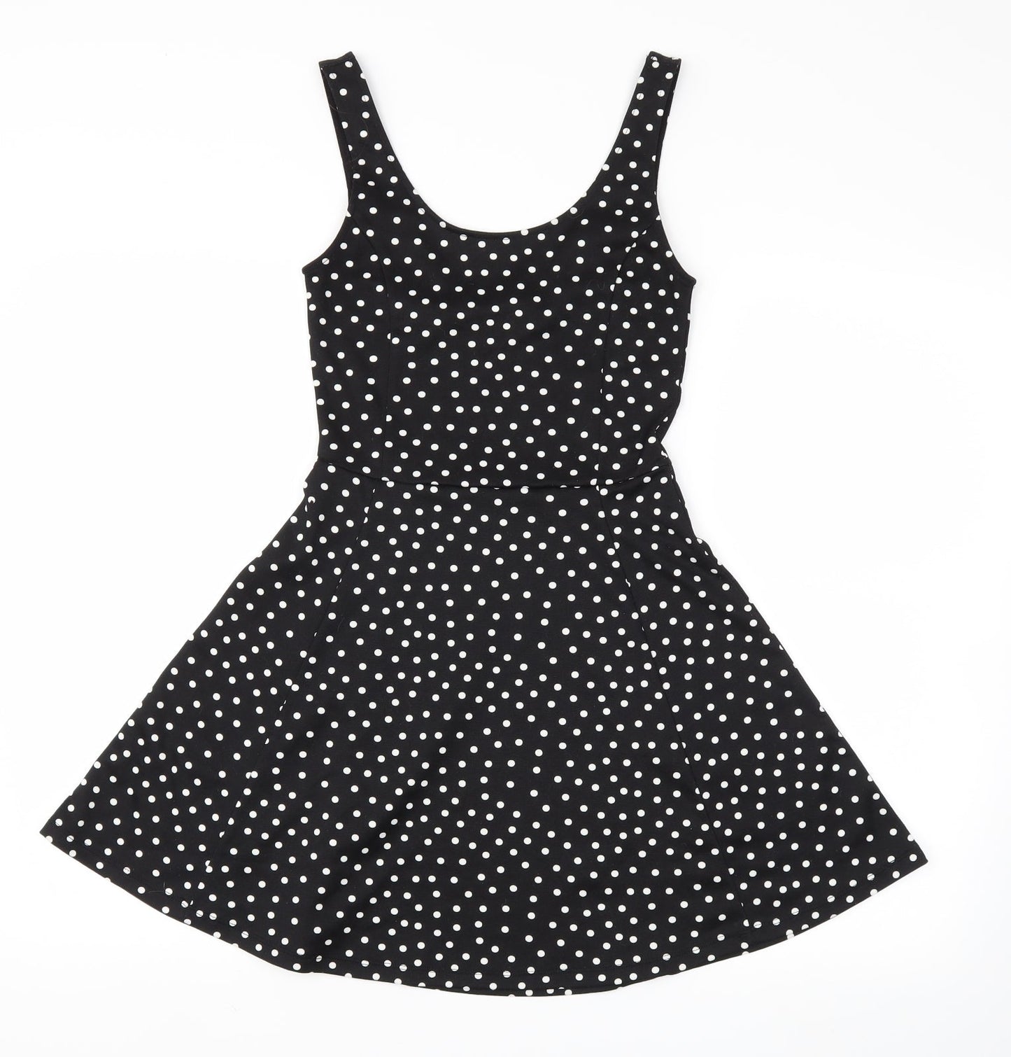 H&M Womens Black Polka Dot  Fit & Flare  Size 4