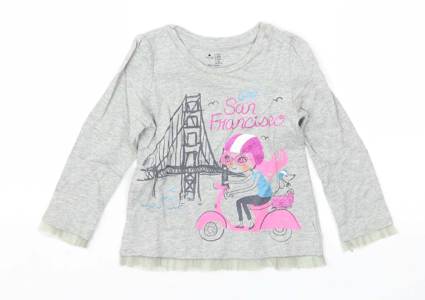 Baby Gap  Girls Grey   Basic T-Shirt Size 2 Years