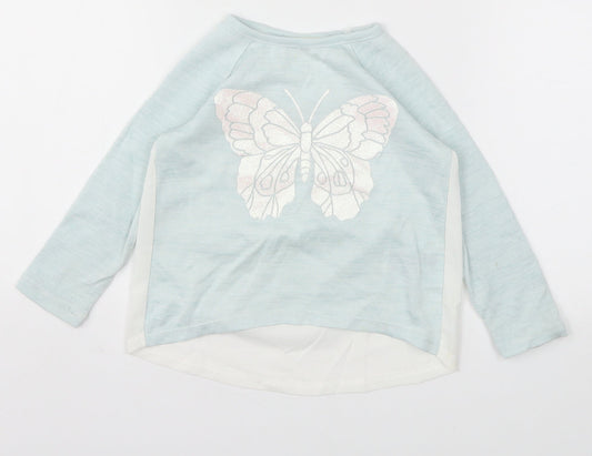 H&M Girls Blue Animal Print  Basic T-Shirt Size 2 Years