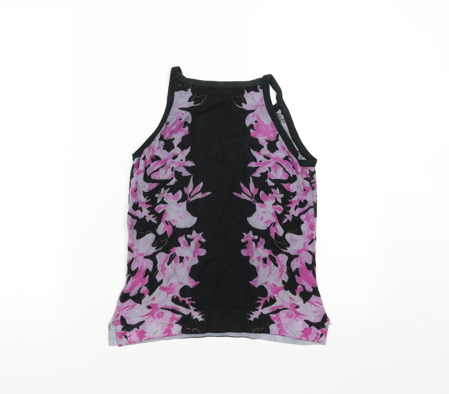 Mixin Womens Black Floral Knit Basic Blouse Size M